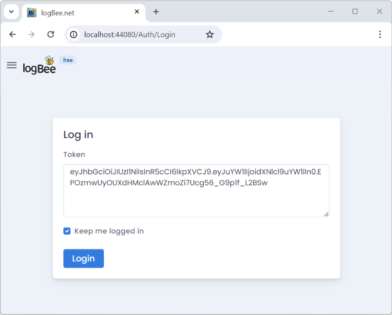 logBee.Frontend login page